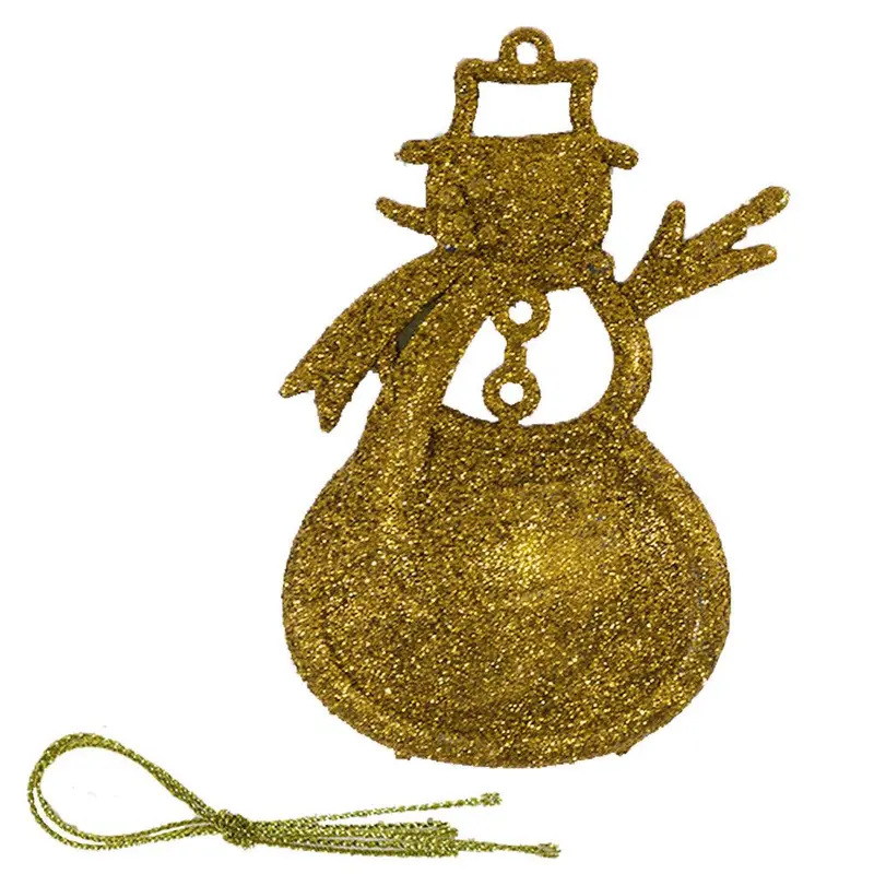 Christmas Glitter Snowman Tree Decoration (2 Pcs)Gold