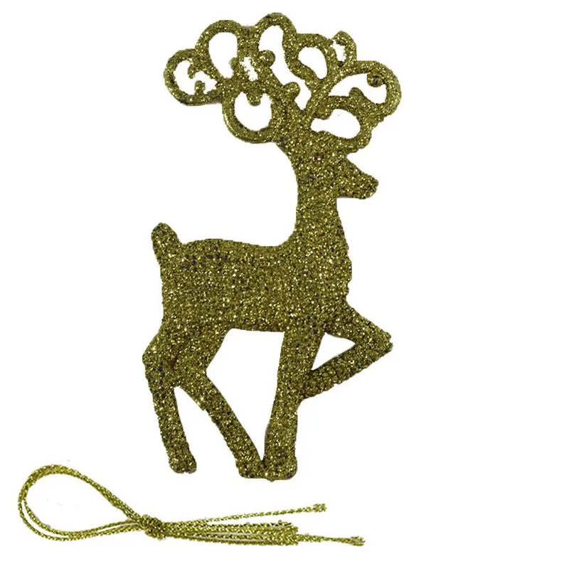 Christmas Glitter Walking Deer Tree Decoration (2 Pcs)Gold
