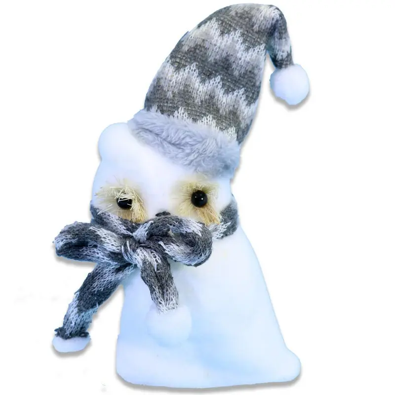 Christmas White Owl With Grey Hat & Scarf