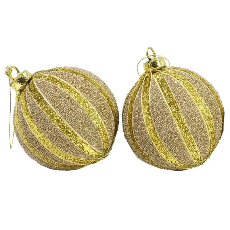 Christmas Gold Striped Ball 10 cm Tree Decoration Set (2 pcs)