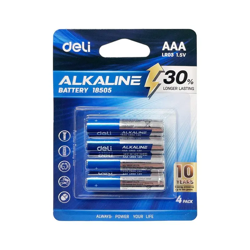 DELI AAA ALKALINE BATTERY(PACK OF 4)- 18505