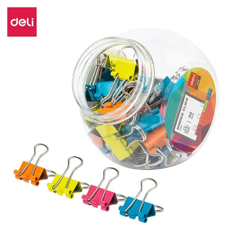 Deli E8557 Colorful Binder Clips Tube 50 pcs 15mm