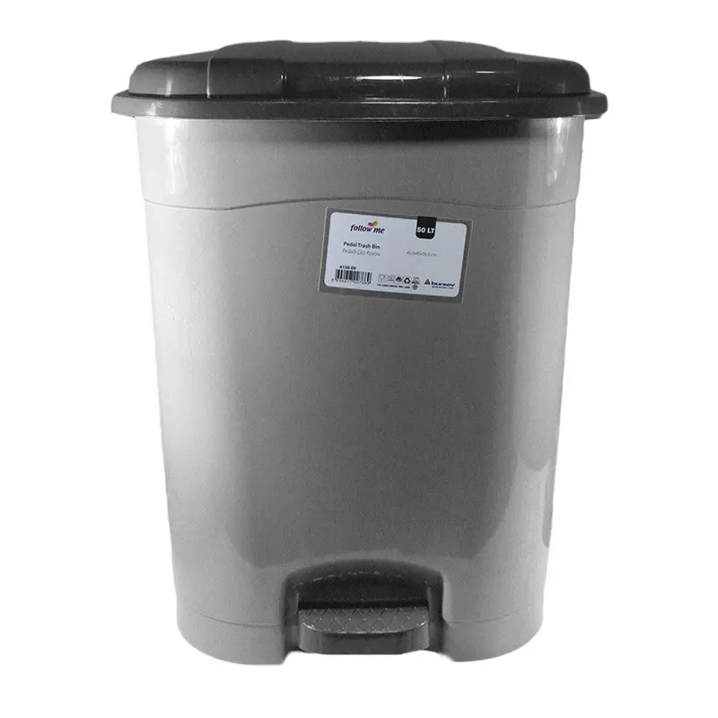Follow me Pedal Trash Bin 50 LtGrey & Black