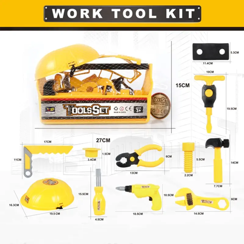 Mechanical Tool Kit Set with Cap, Belt & Multiple Accessories for Pretend Play toy