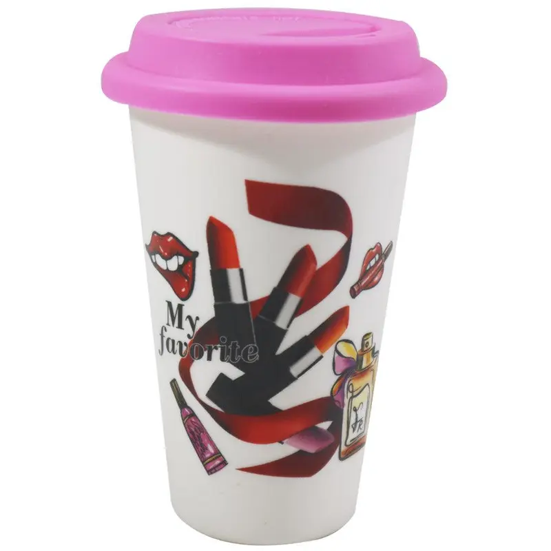 My Favorite Makeup Mug with Rubber Lid / QF-609Red