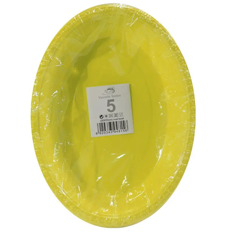 Oval Plastic Bowl ( 5 Pcs) / Q-468Yellow