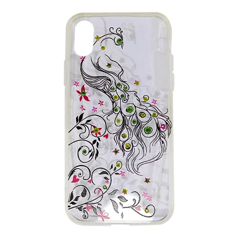 Phone Cover For Iphone X Transparent / AE-46Black Peacock