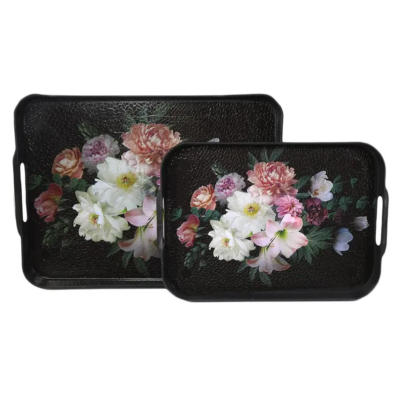 Plastic Decorative tray Set of 2 pcsFlower