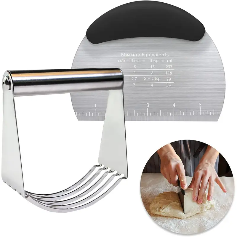 Round Dough Scraper Anti Rust Dough Scraper with Stable Rubber HandleBlack