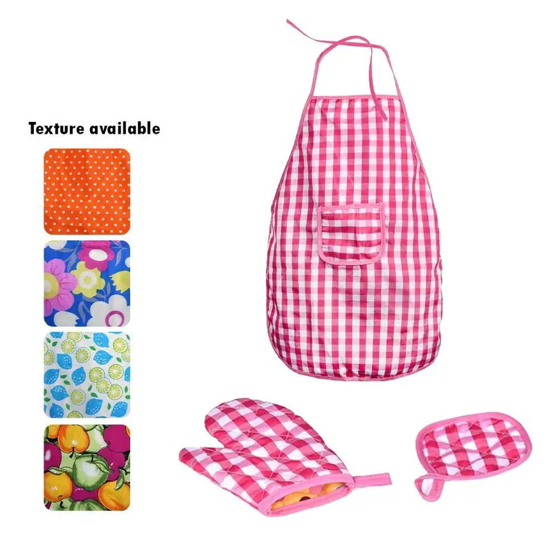 Set Of Pot Pad Heat Proof Gloves And Kitchen Apron