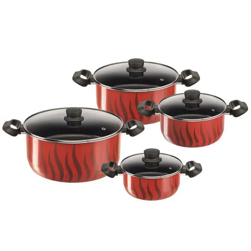 Tefal Tempo Flame Stewpots   Glass Lids Set OF 8 Pcs / C3079082
