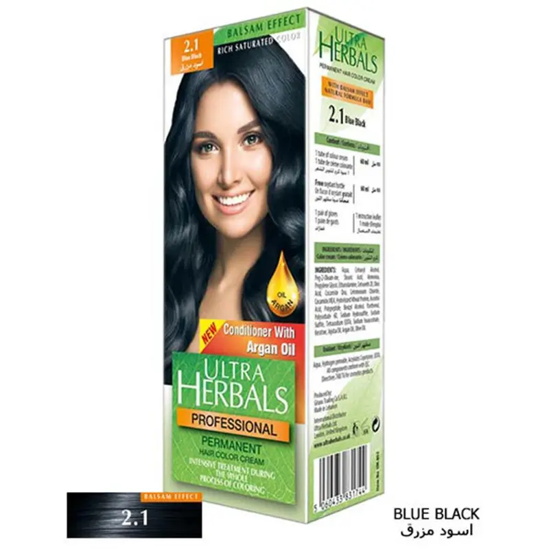 Ultra Herbals Professional Hair Color Cream 2.1 Blue Black