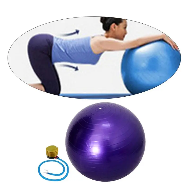 Yoga Ball with Pump Anti Burst Exercise Balance Workout FitnessPurple