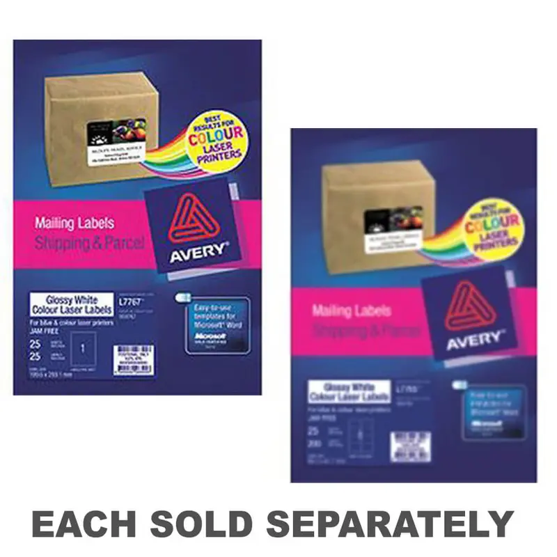 Avery Gloss Label Laser White (25pk)1/sheet