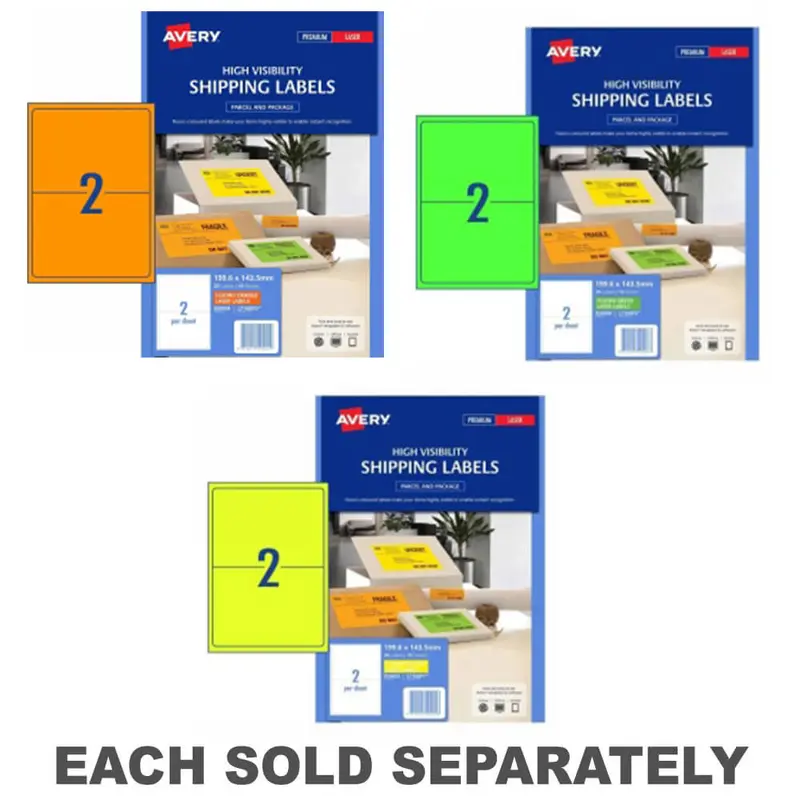 Avery High Visibility Shipping Label 10pk 2/sheetGreen