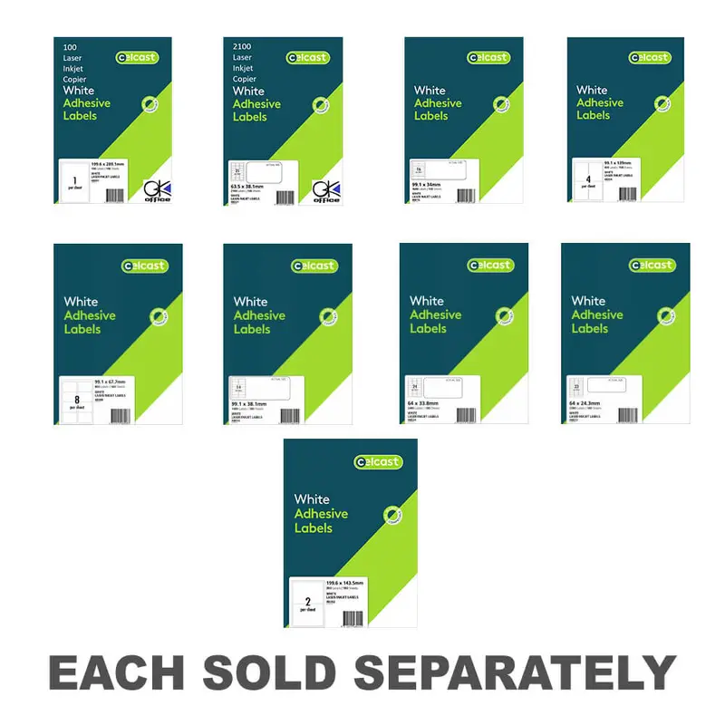 Celcast Laser/Inkjet Labels White (100pk)1/sheet