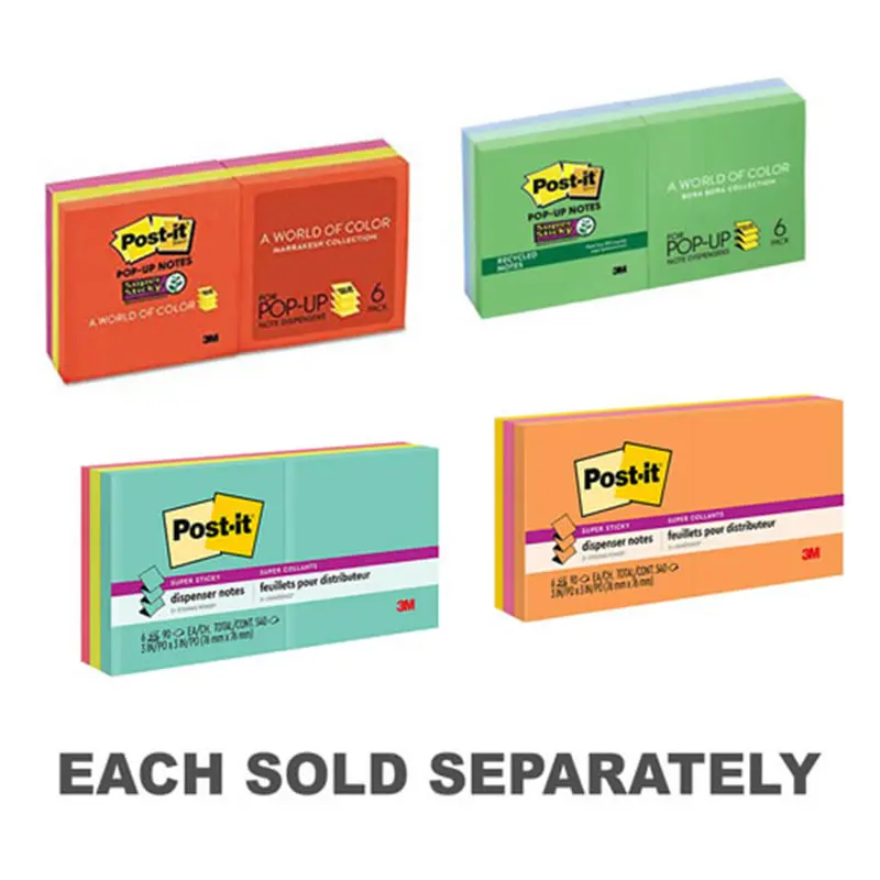 Post-it Super Sticky Pop-up Notes 76x76mm (6pk)Bora Bora