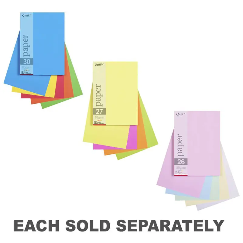 Quill Paper 80gsm A5 Assorted (25pk)Pastel