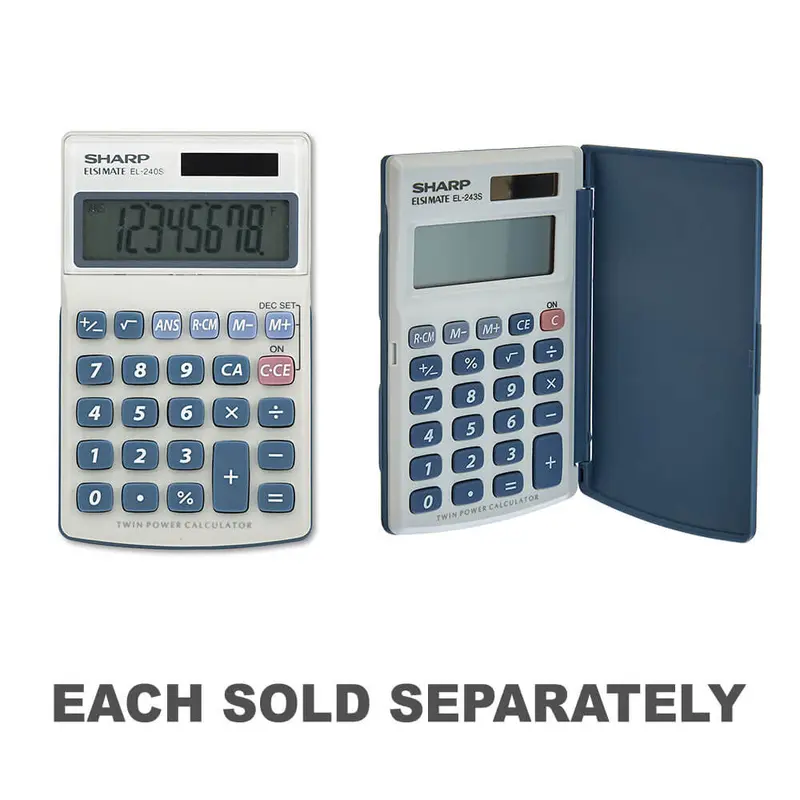 Sharp 8 Digit Dual Power CalculatorHard Cover