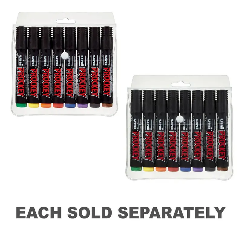 Uni Prockey Permanent Marker Assorted (Wallet of 8)Bullet