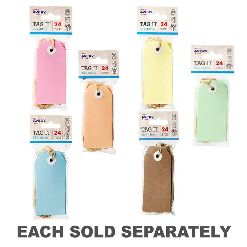 Avery Tags with String 24pk (96x48mm)Kraft Brown