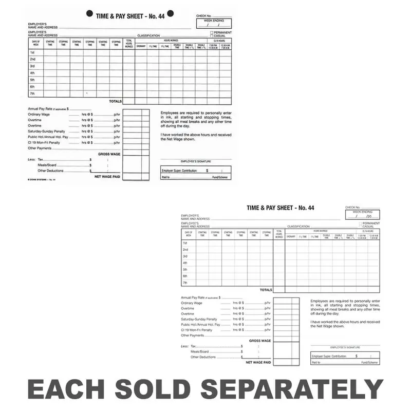 Zions Hotel Time Sheet500pk