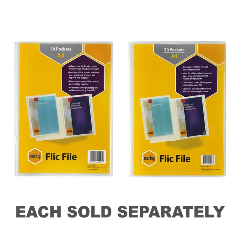 Marbig Flic File Insert Cover Display Book (A4)10-pocket