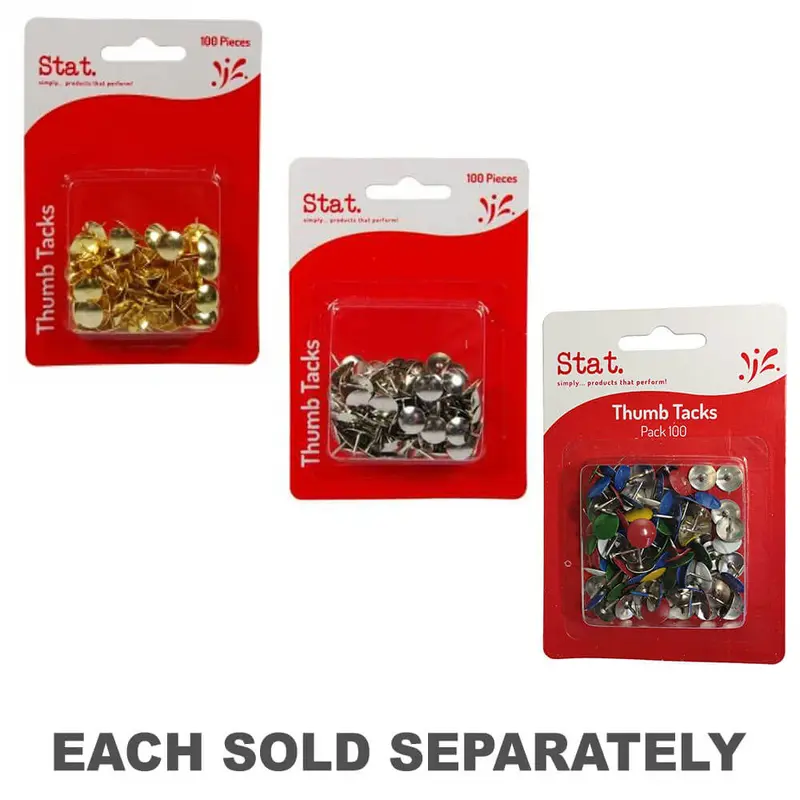 Stat Thumb Tacks Drawing Pins (100pk)Assorted