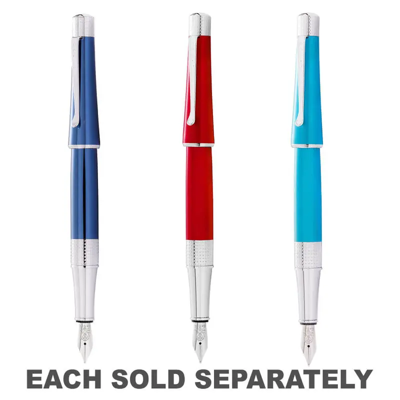 Beverly Translucent Medium Nib Fountain PenBlue & Chrome