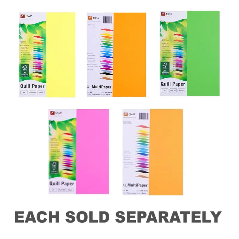 Quill A4 Coloured Copy Paper 500pk (80gsm)Fluoro Orange