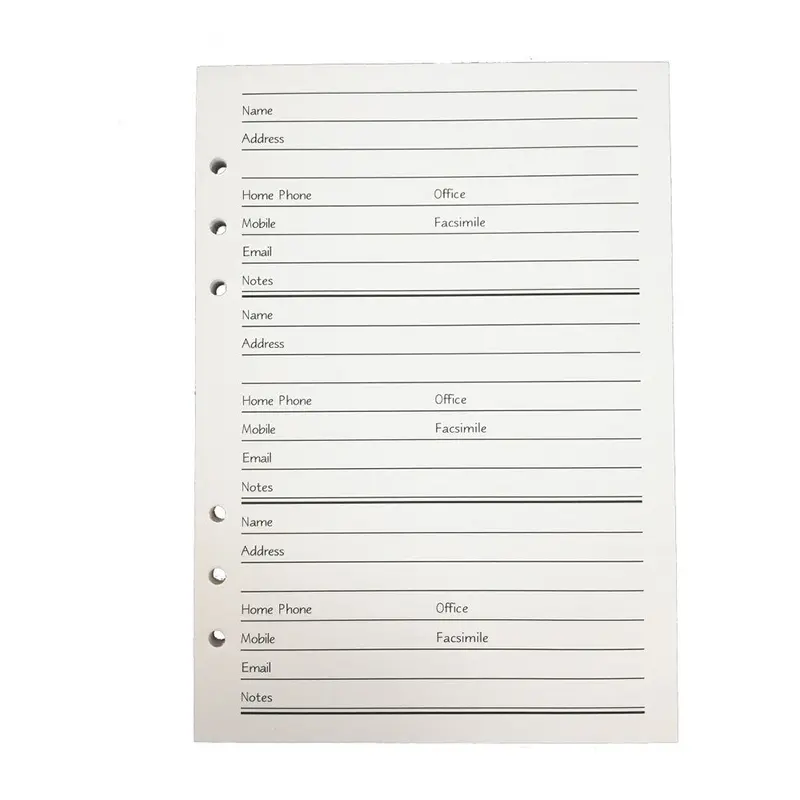 Cumberland A5 6-Ring Binder Adress Book Refill (Pack of 64)