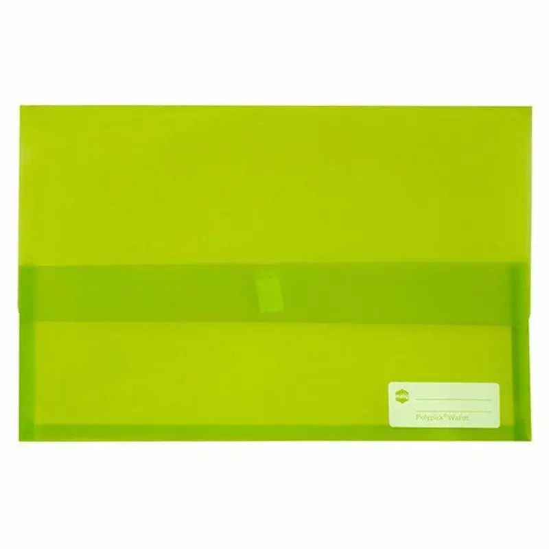 Marbig Translucent Polypick Foolscap Document Wallet (Lime)