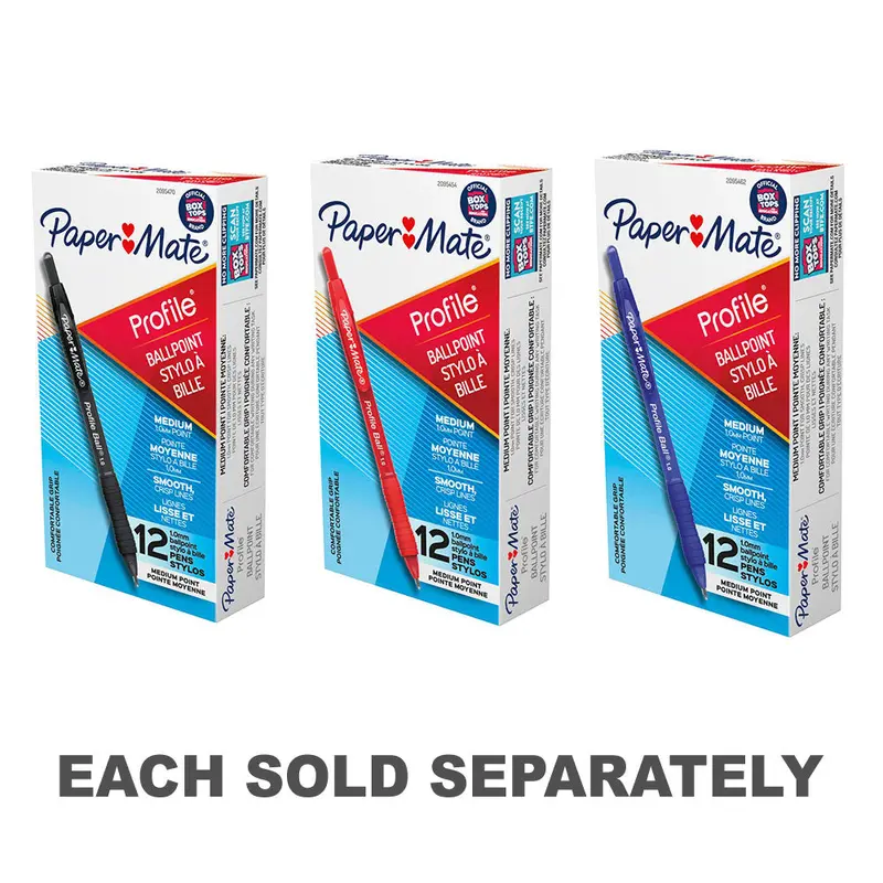 Papermate Profile Retractable Pen 1.0mm 12pcsBlack