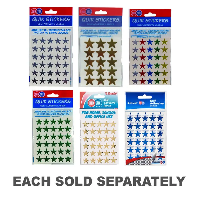 Quik Stik Stars Label (Pack of 10)Gold Large
