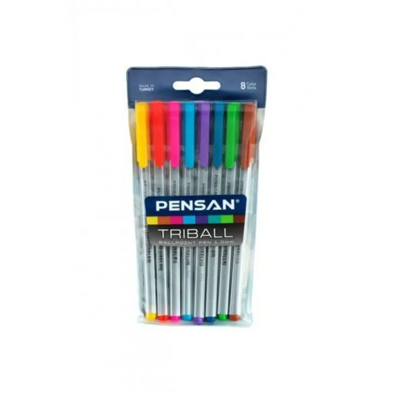 Pensan Ballpoint Pen Triball 1.0 Mm Ball Nib 8 Colored