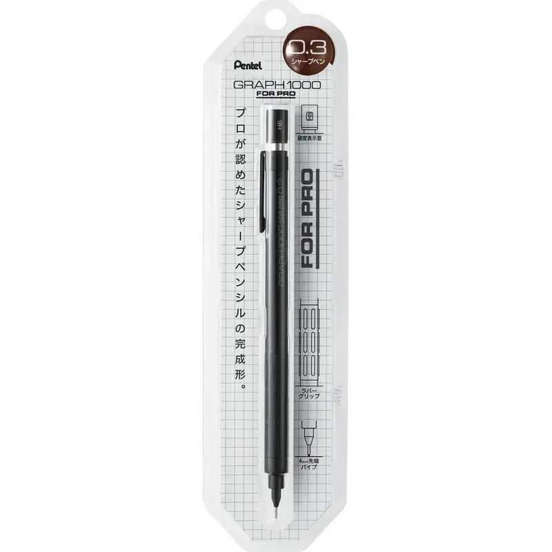 Pentel Mechanical Pencil Graph 1000 For Pro 0.3mm, XPG1003-1N, Packed, Set of 3